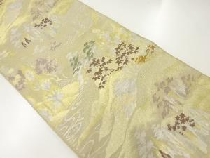 アンティーク　樹木風景模様織出し袋帯（材料）